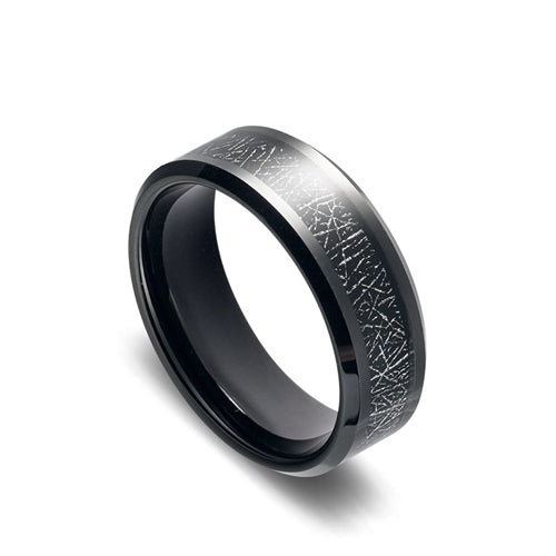 BLAZE Tungsten Steel Meteorite IP Black Ring (Size 11)