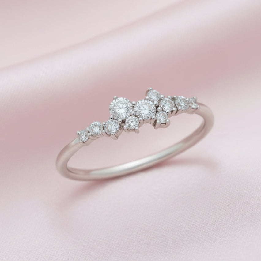 9ct White Gold Lab Grown Diamond Celebration Ring - Size O