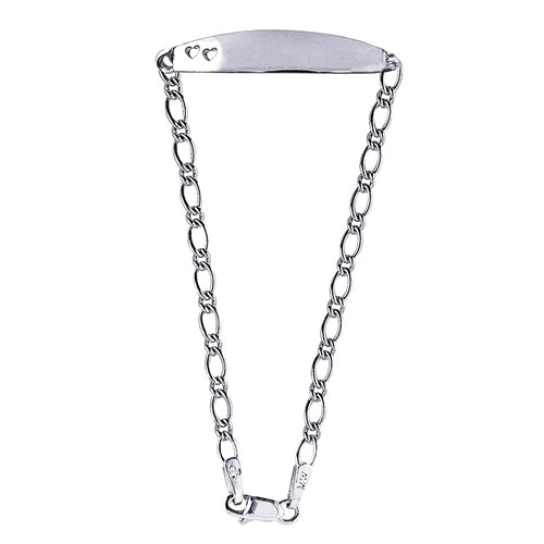Sterling Silver Baby Double Hearts ID Bracelet