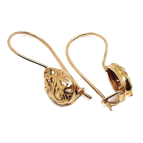 9ct Gold Earrings with Tear Filigree Drop