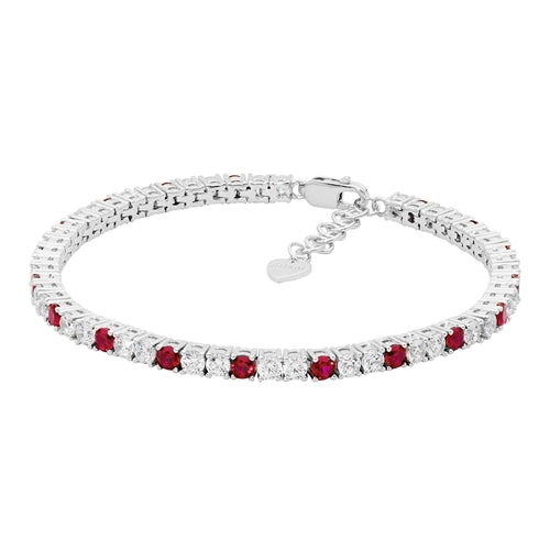 Ellani Red & White CZ Tennis Bracelet