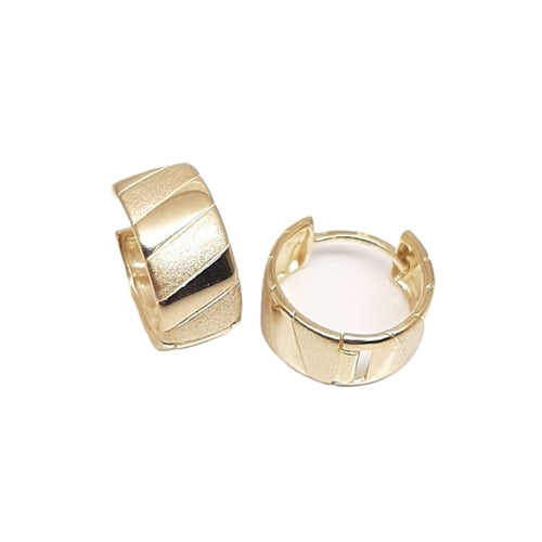 9ct Gold Polished/Matte Round Huggie Earrings ID 10mm (6mm Wide)