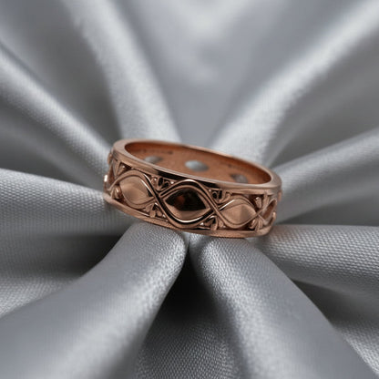 Russ Studios 9ct Rose Gold Patterned Ring - Size W.5