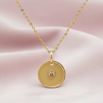 9ct Gold Satin Disk ACD Pendant