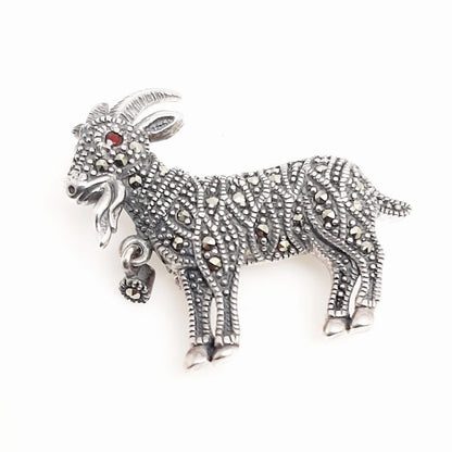 LOONA Sterling Silver & Marcasite 'Goat' Brooch