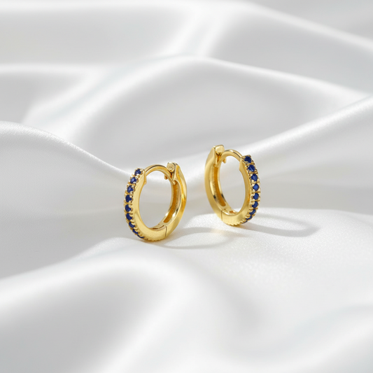 9ct Gold Sapphire Set Huggie Earrings