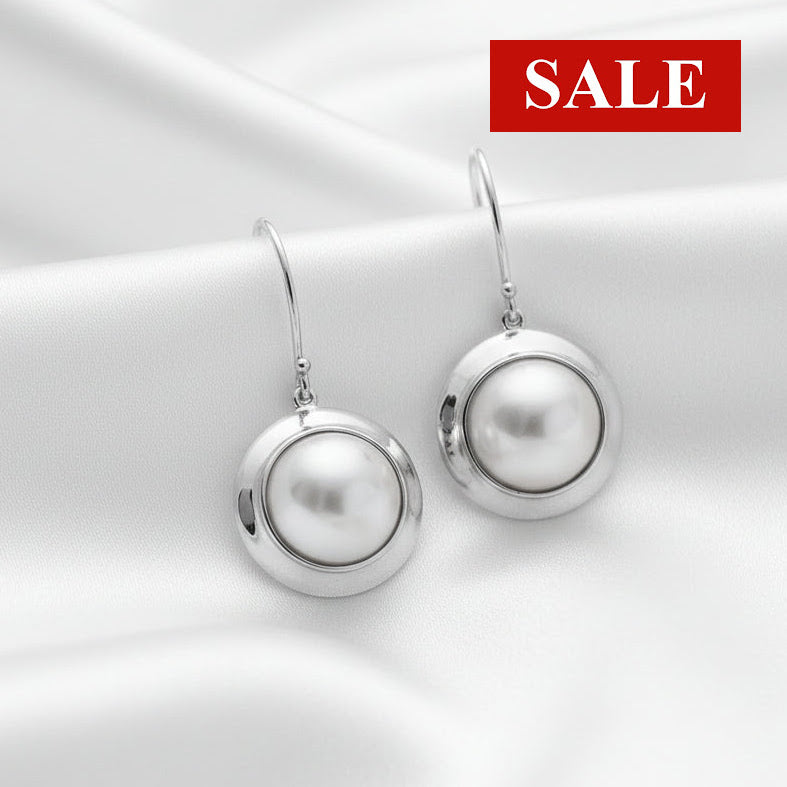 CLEARANCE Sterling Silver Mystic Mabe Pearl Drop Earrings RRP $419