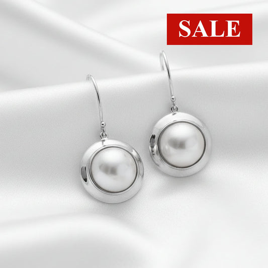 CLEARANCE Sterling Silver Mystic Mabe Pearl Drop Earrings RRP $419