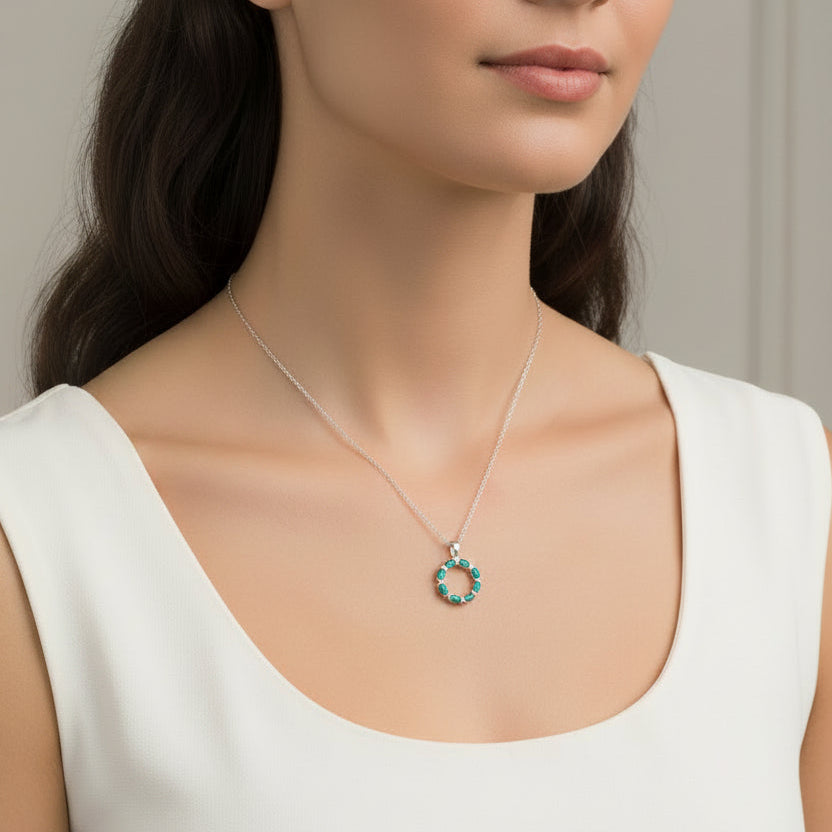 Sterling Silver Boulder Doublet Opal Open Circle Pendant