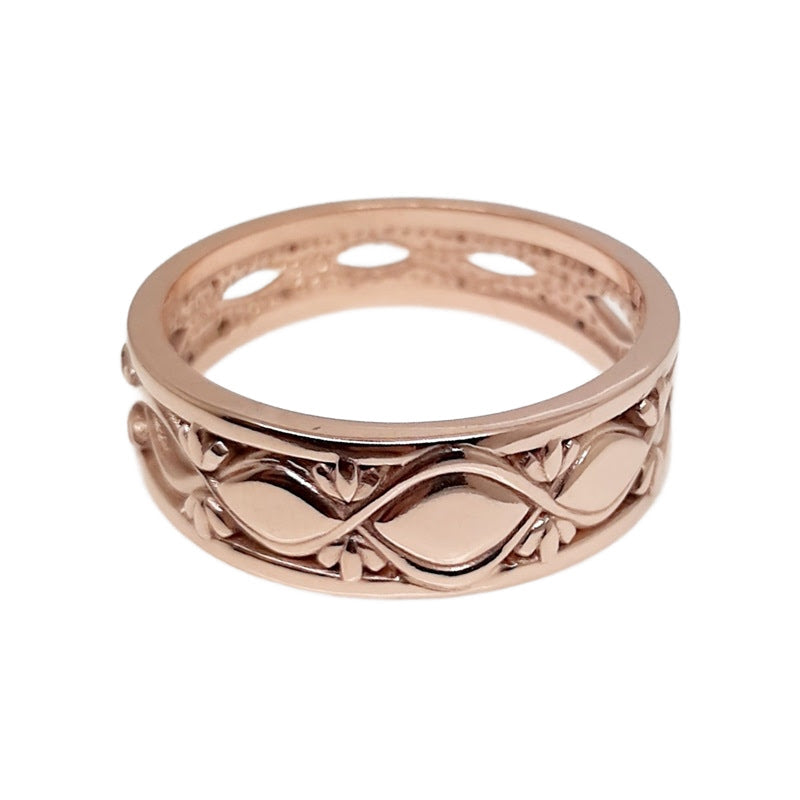 Russ Studios 9ct Rose Gold Patterned Ring - Size W.5