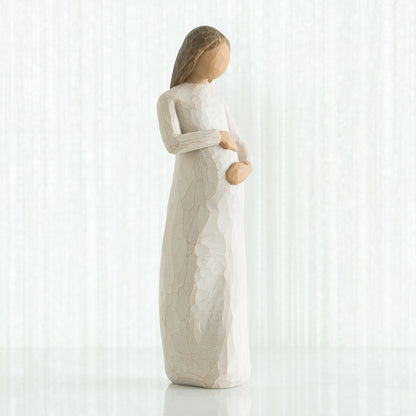 Willow Tree 'Cherish' figurine. Figurine depicts a pregnant woman gently holding her belly. Figurine Height Approx: 21cm.