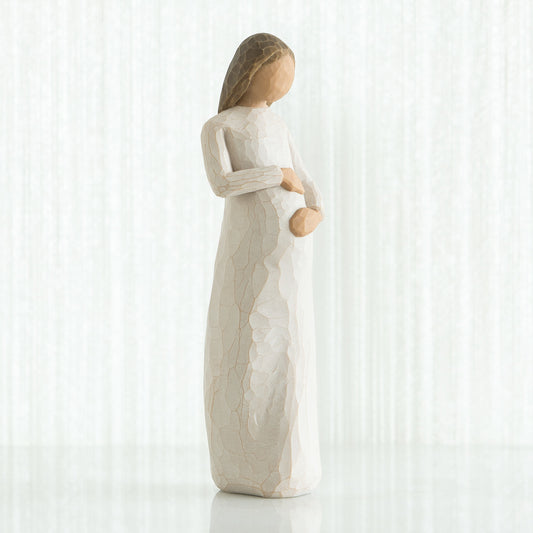 Willow Tree 'Cherish' figurine. Figurine depicts a pregnant woman gently holding her belly. Figurine Height Approx: 21cm.