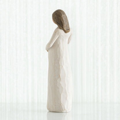 Willow Tree 'Cherish' figurine. Figurine depicts a pregnant woman gently holding her belly. Figurine Height Approx: 21cm.