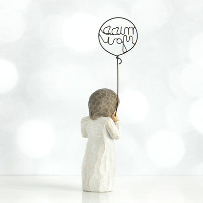 Willow Tree 'Miss You' Figurine. A figure holding a wire balloon with the words miss you within it.