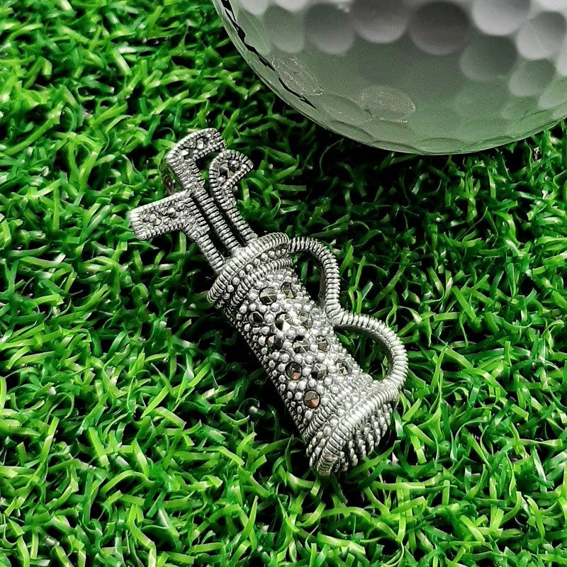 LOONA Sterling Silver & Marcasite Golf Brooch