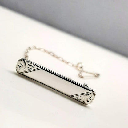 Sterling Silver Engraved Rectangle Baby Brooch