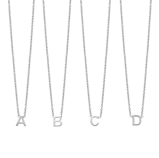 Sterling silver necklace with petite attached initial. Length: 42 + 3cm extender. Initial Size Approx: 5mm.